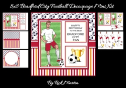8x8 Bradford City Football Decoupage Mini Kit - x5 A4 Sheets