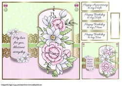 8x8 Blossoming Love Card Front Tag & Sentiments