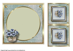 7x7 Blue Box Flowers Blank Insert & Gift Card