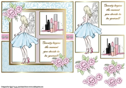 7x7 When beauty begins Card Front, Topper and decoupage