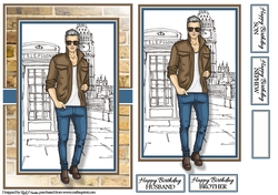 A5 Handsome Dude Card Front, Topper and sentiments 