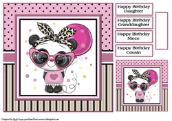 8x8 Panda with a touch of safari Card Front, Tag & Sentiments 