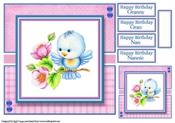 8x8 Sweet Tweety Bird Card Front, Tag & Sentiments