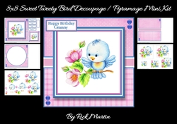 8x8 Sweet Tweety Bird Mini Decoupage /Square Pyramage Mini Kit