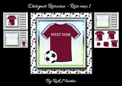 8x8 NEW HOME KIT West Ham Football Mini Pyramage Kit - x4 A4 sheets 