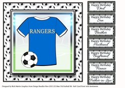 8x8 NEW HOME KIT Glasgow Rangers Card Front with Sentiments 