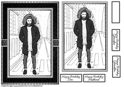 A5 Man in hoodie Card Front, Topper and sentiments