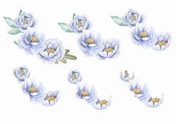 A4 Step by Step Blue Peonies Decoupage