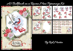 A5 Bullfinch on a Rowan Mini Oval Pyramage Kit - x4 A4 Sheets 
