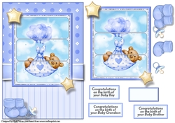 A5 Bundle of Joy (Boy) Card Front, Topper, Decoupage & Sentiments