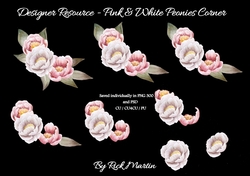 Pink & White Peonies Corner CU/CU4CU/PU Decoupage