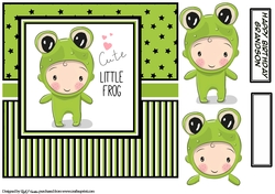 8x8 Cute Little Frog Card Front, Decoupage and Sentiment Grandson