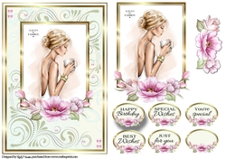 A5 Such a pretty lady 2 Card Front, Topper and sentiments 