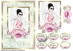 A5 Such a pretty lady 3 Card Front, Topper and sentiments