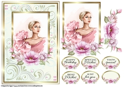 A5 Such a pretty lady 4 Card Front, Topper and sentiments