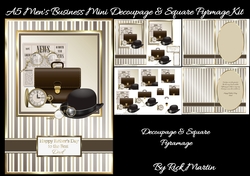 A5 Mens Business Mini Decoupage/Square Pyramage Kit - x4 A4 sheets