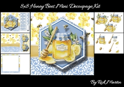 8x8 Honey Bees Mini Decoupage Kit - x5 A4 sheets 