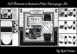 8x8 Business is business Mini Decoupage Kit - x6 A4 sheets