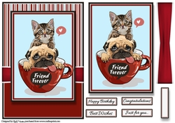 A5 Friend Forever Card Front, Topper, Ribbon & Sentiments