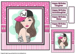 8x8 Teenage Cutie 3 Card Front, Tag & Sentiments