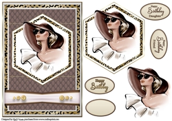 A5 Iconic Lady Card Front, Topper, Decoupage & Sentiments 