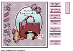8x8 Burgundy Passion Handbag Card Front with Sentiments