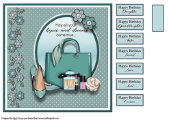 8x8 Green Passion Handbag Card Front with Sentiments