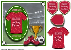 8X8 Liverpool Football Card Front, Topper & Sentiments - ELLIOTT