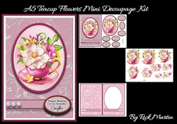 A5 Teacup Flowers Mini Decoupage Kit - x3 A4 Sheets