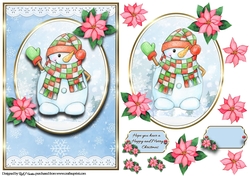 A5 Cute Snowman Card Front, Topper and decoupage 