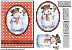 A5 Oval Snowman Card Front with Sentiments