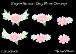 Daisy Flowers CU / CU4CU / PU with Decoupage Layers