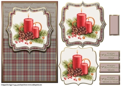 A5 Christmas Candle Card Front with Topper Layers and sentiments