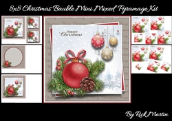 8x8 Christmas Bauble Mini Mixed Pyramage Kit - x5 A4 Sheets
