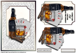 A5 Mature like whiskey Card Front and Decoupage with sentiments 
