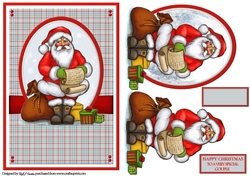 A5 Happy Santa Card Front, Topper, Decoupage & Sentiment