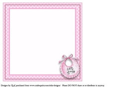 8x8 Pink Baby Accessories Blank Insert