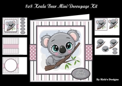 8x8 Koala Bear Mini Decoupage Kit - x5 A4 Sheets 