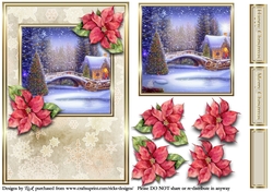 A5 Christmas Scene 2 - Card Front, Topper, Decoupage & Sentiments
