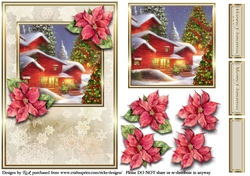 A5 Christmas Scene 13 - Card Front, Topper, Decoupage & Sentiments