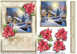 A5 Christmas Scene 19 - Card Front, Topper, Decoupage & Sentiments