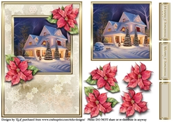 A5 Christmas Scene 21 - Card Front, Topper, Decoupage & Sentiments