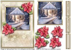 A5 Christmas Scene 28 - Card front, Topper, Decoupage & Sentiments