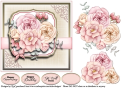 7x7 Autumnal Bouquet Card Front, Topper and Decoupage with sentiments
