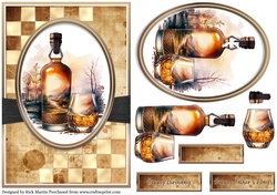 A5 Whiskey Collection 1 Card Front, Topper and Decoupage with SEntiments