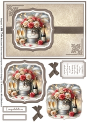 A5 Anniversary Floral Buckets 1 - Card Front, Toppers and sentiments