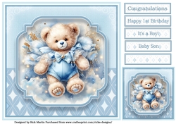 8x8 Angelic Boy Card Front with Sentiments and Gift Tag