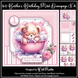 8x8 Berthas Birthday Mini Decoupage Kit - x5 A4 Sheets 