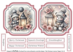 Pink Christmas Lantern 9 & 10 Toppers with Sentiments CU4CU/PU/CU
