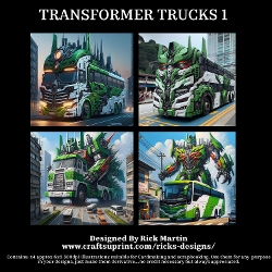 TRANSFORMER TRUCKS 1 - Illustrations for Cardmakers & Designers